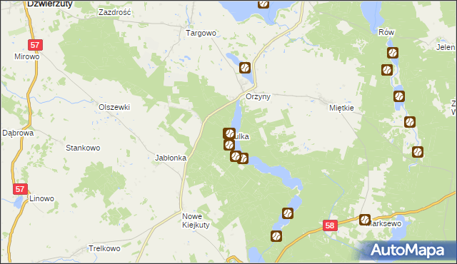 mapa Kulka, Kulka na mapie Targeo