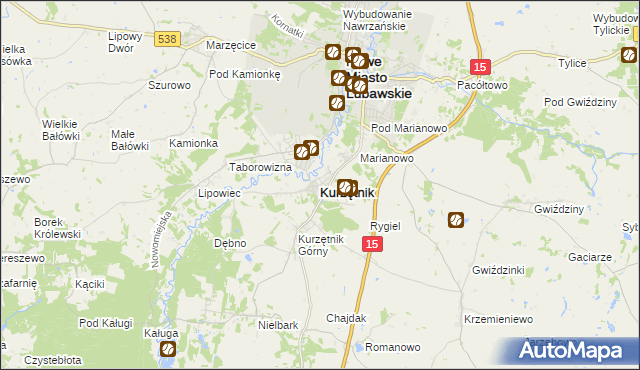 mapa Kurzętnik, Kurzętnik na mapie Targeo