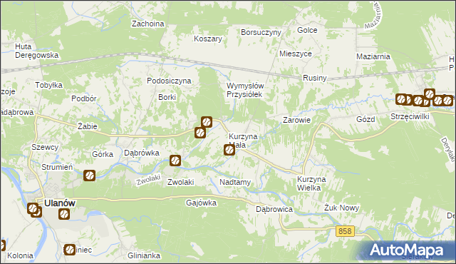 mapa Kurzyna Mała, Kurzyna Mała na mapie Targeo