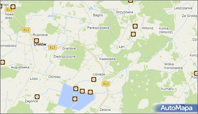 mapa Kwasówka gmina Drelów, Kwasówka gmina Drelów na mapie Targeo