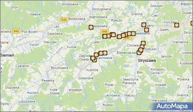 mapa Lachowice, Lachowice na mapie Targeo