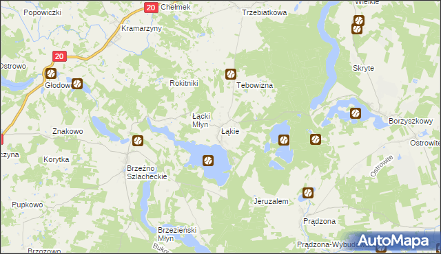 mapa Łąkie gmina Lipnica, Łąkie gmina Lipnica na mapie Targeo