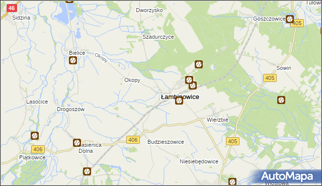 mapa Łambinowice, Łambinowice na mapie Targeo
