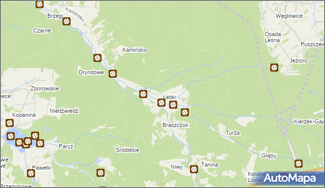 mapa Łebki gmina Herby, Łebki gmina Herby na mapie Targeo