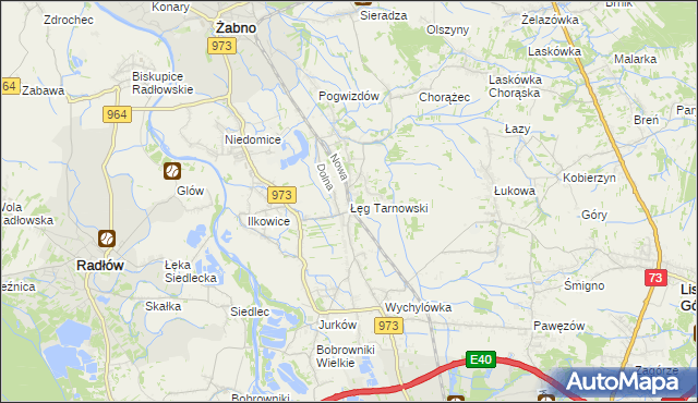 mapa Łęg Tarnowski, Łęg Tarnowski na mapie Targeo