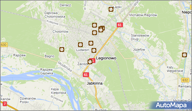 mapa Legionowo, Legionowo na mapie Targeo