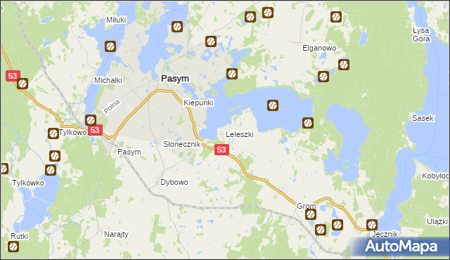 mapa Leleszki, Leleszki na mapie Targeo