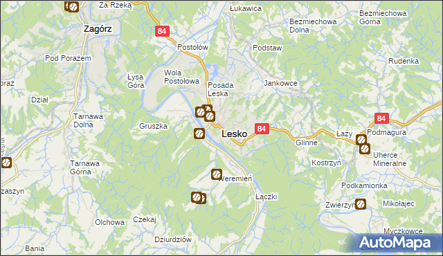 mapa Lesko, Lesko na mapie Targeo