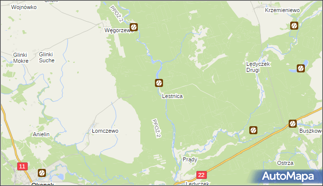 mapa Lestnica gmina Czarne, Lestnica gmina Czarne na mapie Targeo