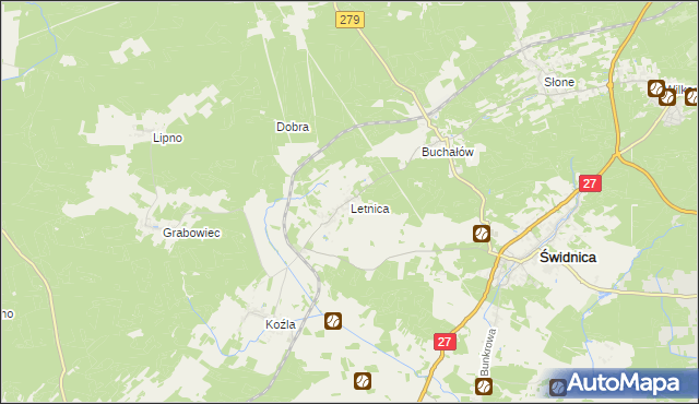 mapa Letnica, Letnica na mapie Targeo