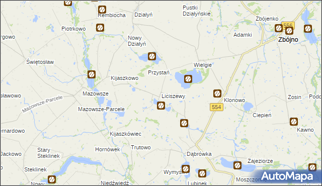 mapa Liciszewy, Liciszewy na mapie Targeo