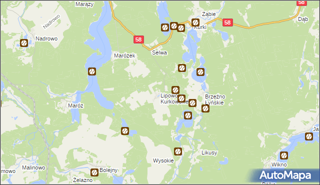 mapa Lipowo Kurkowskie, Lipowo Kurkowskie na mapie Targeo