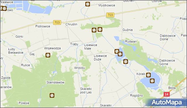 mapa Lisiewice Duże, Lisiewice Duże na mapie Targeo