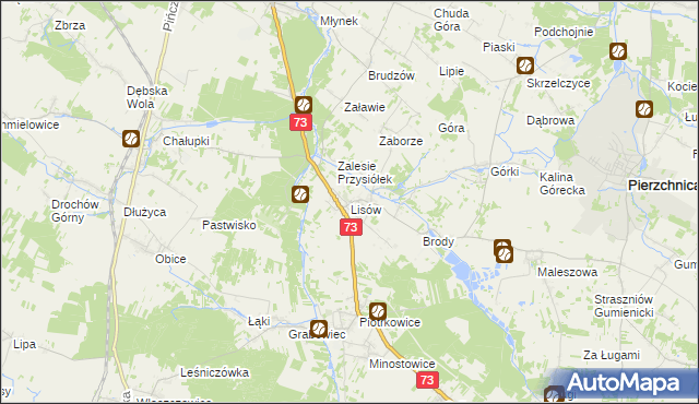 mapa Lisów gmina Morawica, Lisów gmina Morawica na mapie Targeo