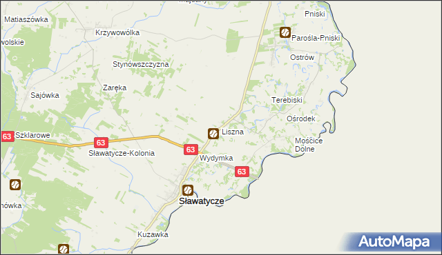 mapa Liszna gmina Sławatycze, Liszna gmina Sławatycze na mapie Targeo