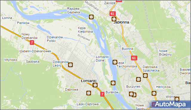 mapa Łomianki Dolne, Łomianki Dolne na mapie Targeo