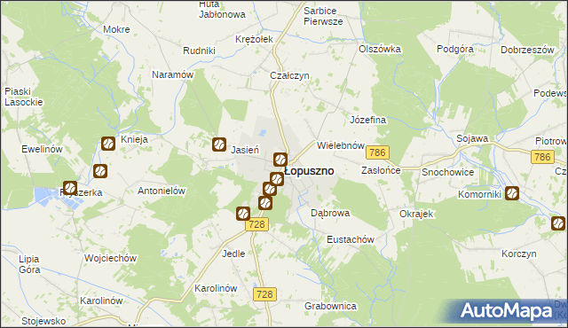 mapa Łopuszno, Łopuszno na mapie Targeo