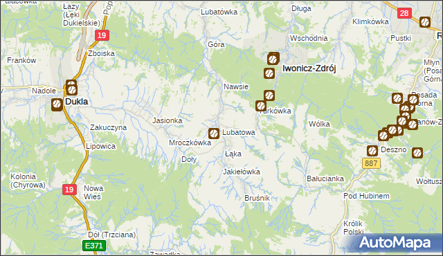 mapa Lubatowa, Lubatowa na mapie Targeo