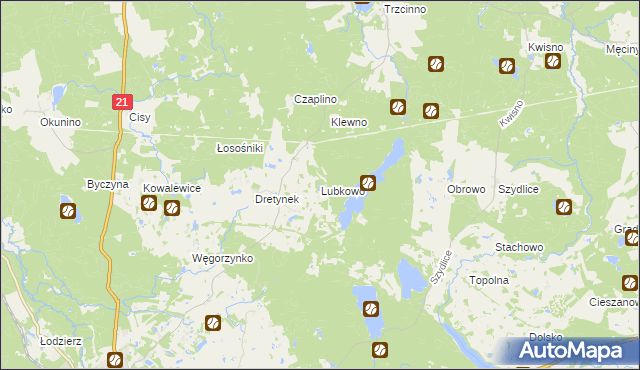 mapa Lubkowo gmina Miastko, Lubkowo gmina Miastko na mapie Targeo