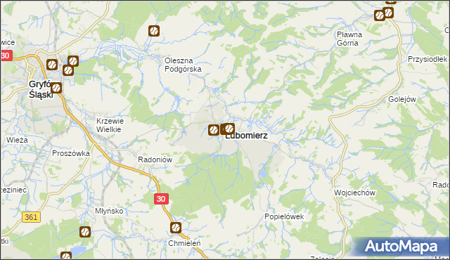 mapa Lubomierz powiat lwówecki, Lubomierz powiat lwówecki na mapie Targeo