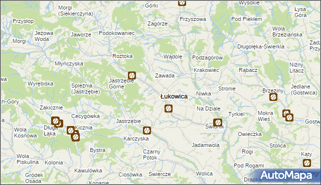 mapa Łukowica, Łukowica na mapie Targeo