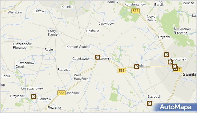 mapa Lwówek gmina Sanniki, Lwówek gmina Sanniki na mapie Targeo