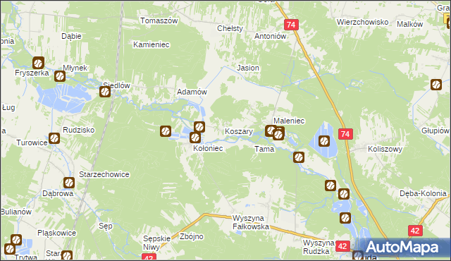 mapa Machory, Machory na mapie Targeo