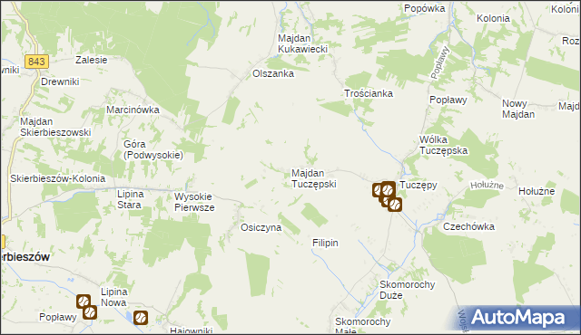 mapa Majdan Tuczępski, Majdan Tuczępski na mapie Targeo