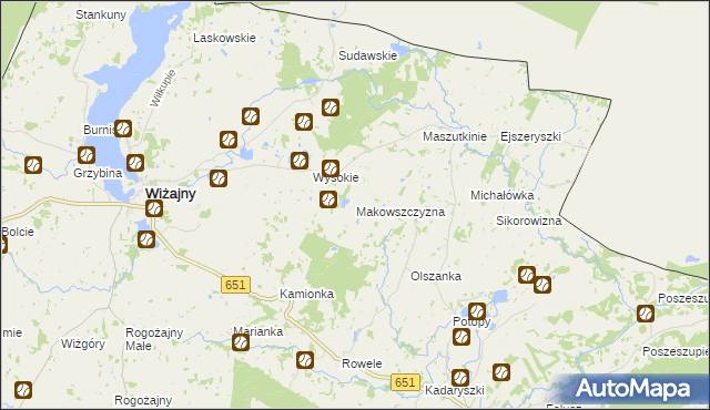 mapa Makowszczyzna gmina Wiżajny, Makowszczyzna gmina Wiżajny na mapie Targeo
