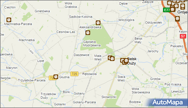 mapa Mała Wieś gmina Belsk Duży, Mała Wieś gmina Belsk Duży na mapie Targeo