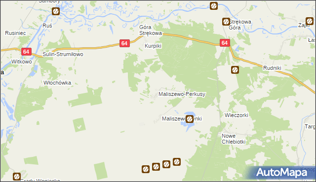 mapa Maliszewo-Perkusy, Maliszewo-Perkusy na mapie Targeo
