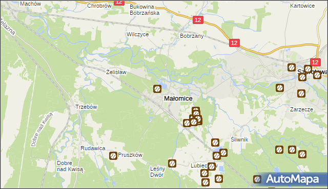 mapa Małomice, Małomice na mapie Targeo