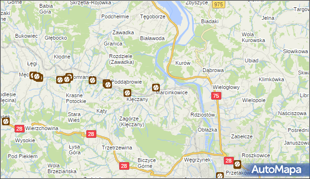 mapa Marcinkowice gmina Chełmiec, Marcinkowice gmina Chełmiec na mapie Targeo