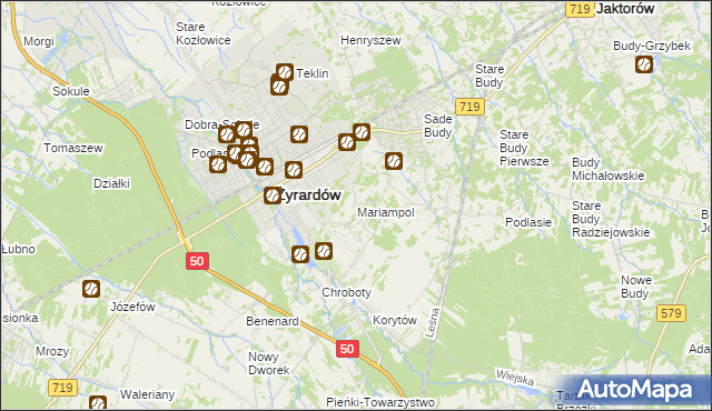 mapa Mariampol gmina Jaktorów, Mariampol gmina Jaktorów na mapie Targeo