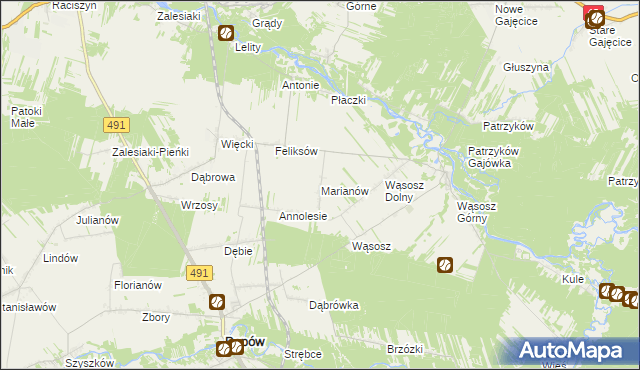 mapa Marianów gmina Popów, Marianów gmina Popów na mapie Targeo