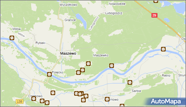 mapa Maszewko gmina Maszewo, Maszewko gmina Maszewo na mapie Targeo