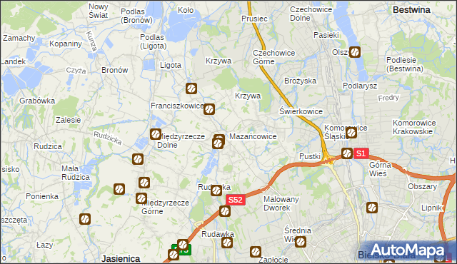 mapa Mazańcowice, Mazańcowice na mapie Targeo