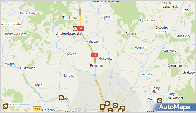 mapa Mchówko, Mchówko na mapie Targeo
