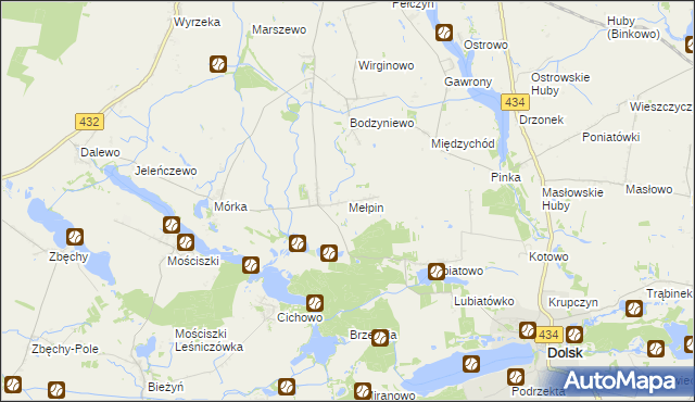 mapa Mełpin, Mełpin na mapie Targeo