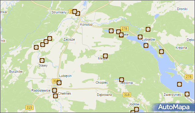 mapa Mesze, Mesze na mapie Targeo