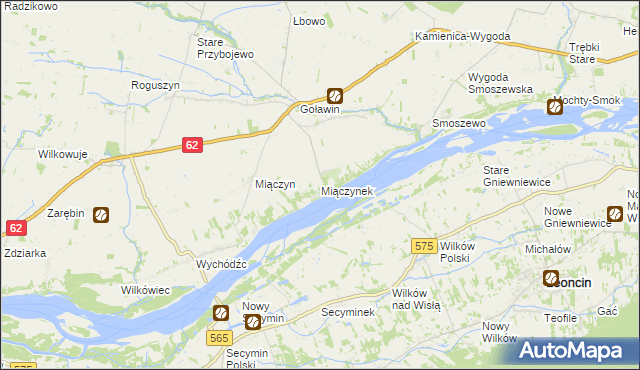 mapa Miączynek, Miączynek na mapie Targeo