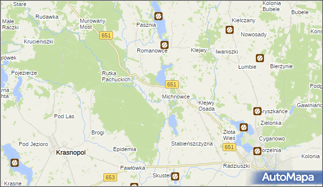 mapa Michnowce, Michnowce na mapie Targeo