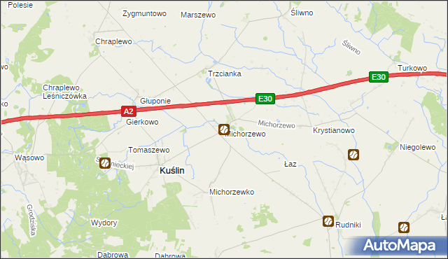 mapa Michorzewo, Michorzewo na mapie Targeo