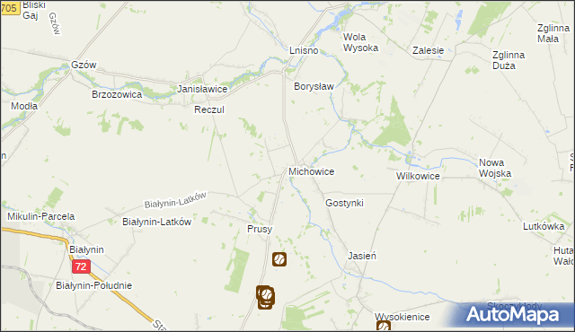 mapa Michowice gmina Głuchów, Michowice gmina Głuchów na mapie Targeo