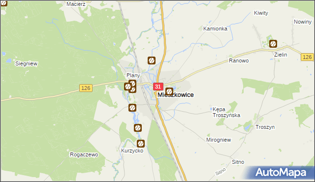 mapa Mieszkowice powiat gryfiński, Mieszkowice powiat gryfiński na mapie Targeo