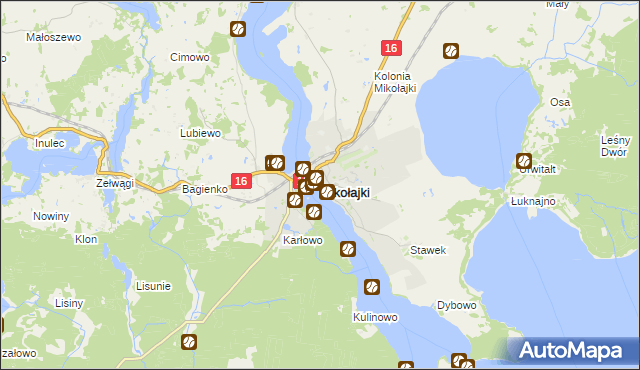 mapa Mikołajki powiat mrągowski, Mikołajki powiat mrągowski na mapie Targeo