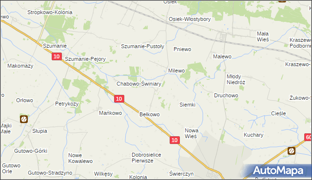 mapa Milewko gmina Zawidz, Milewko gmina Zawidz na mapie Targeo