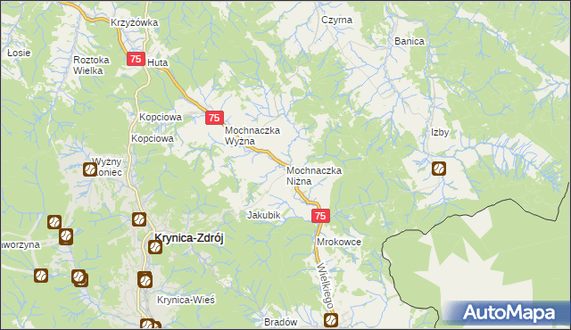 mapa Mochnaczka Niżna, Mochnaczka Niżna na mapie Targeo