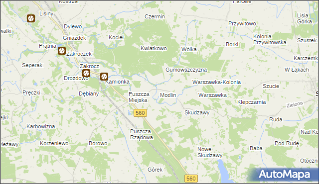 mapa Modlin gmina Skrwilno, Modlin gmina Skrwilno na mapie Targeo
