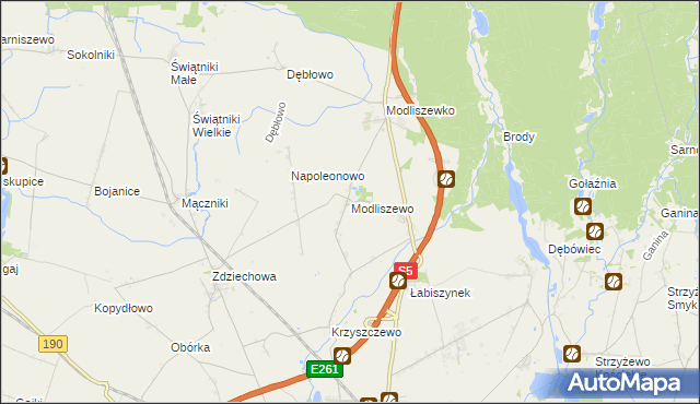 mapa Modliszewo, Modliszewo na mapie Targeo